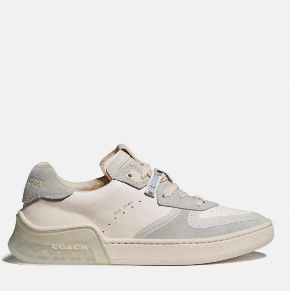 Coach Citysole Suede/Leather Court Sneakers In White/Soft Lilac - Picture 2 of 12
